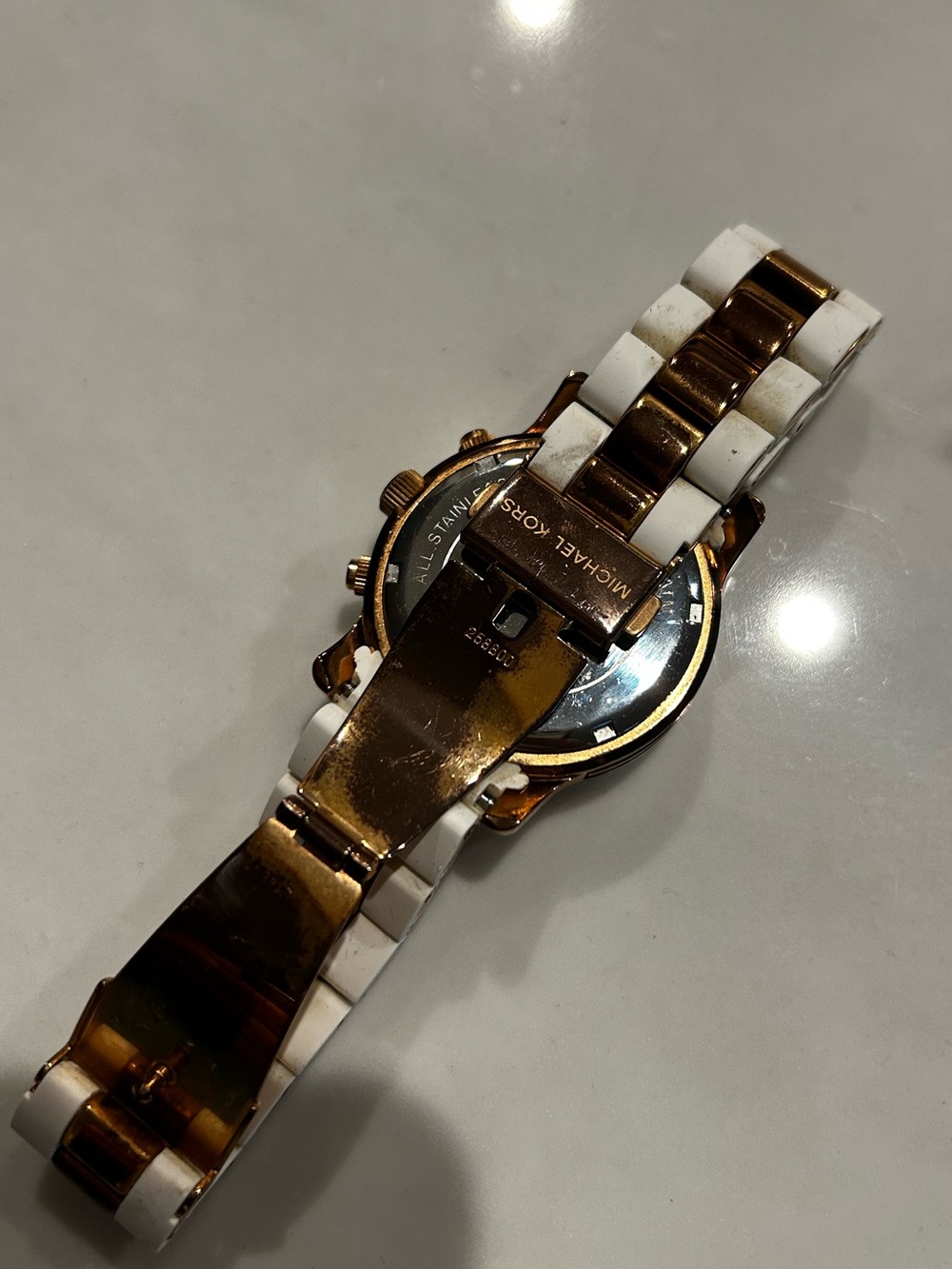 Michael Kors White and Rose Gold Ceramic-Accent Chronograph - Picture 5 of 10